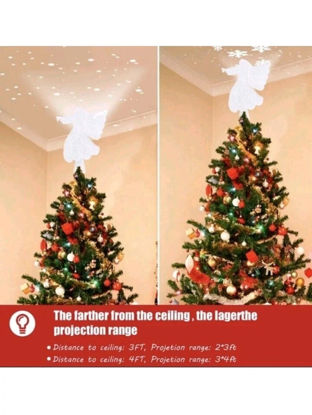 Christmas Tree Topper,2-in-1 Angel Tree Toppers Christmas Decorations,Christmas